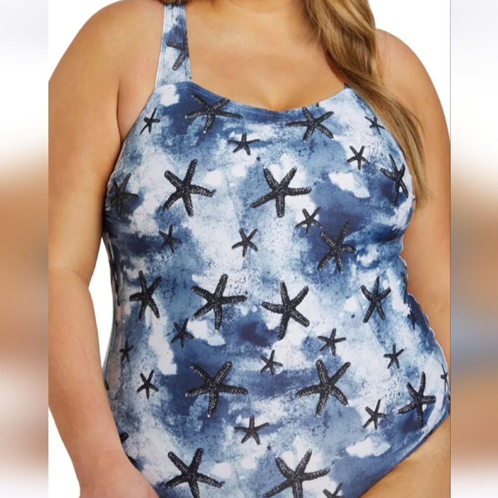 Super cute Sporti plus size sweetheart Sanibel Island criss cross one piece